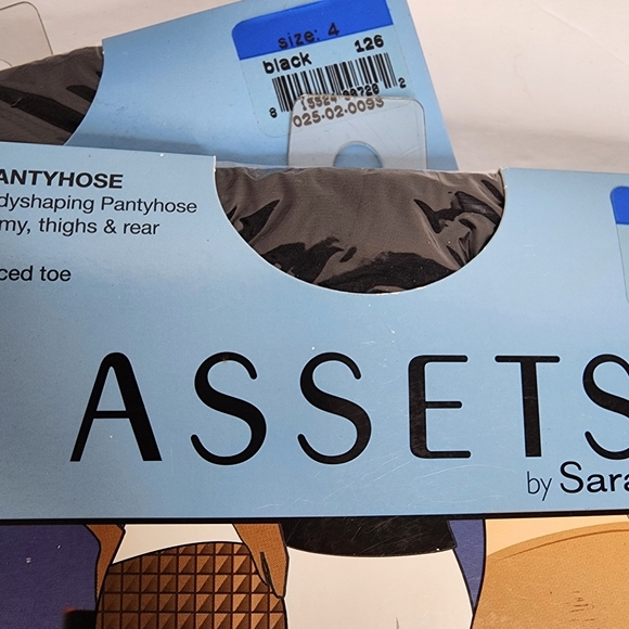 Assets by Sara Blakely Perfect Pantyhose Size 4 Black Full Length 2 Pack Shaping - Picture 4 of 8